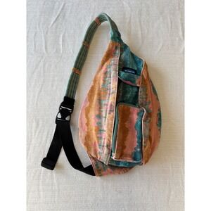 KAVU Rope Bag Sling Backpack Tie Dye Canvas Multi Color Adjustable Strap